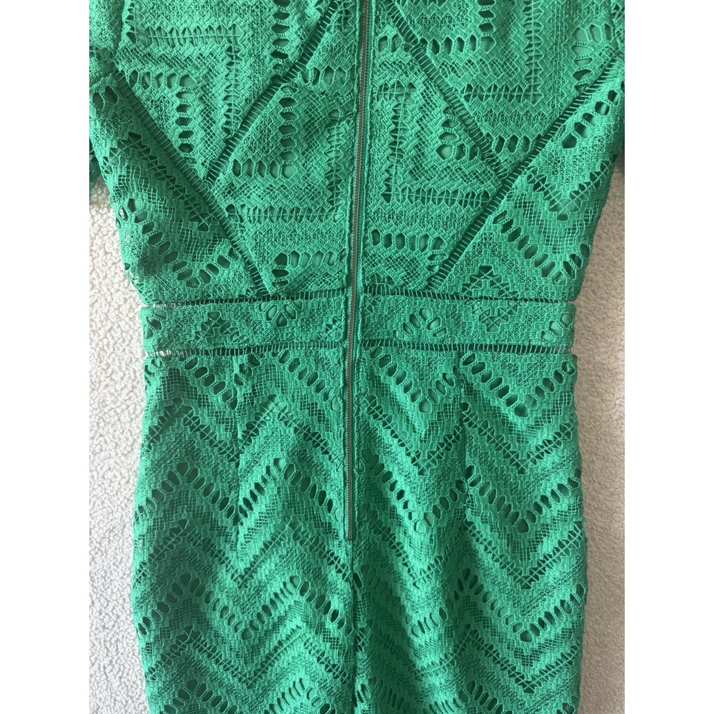 Bardot Green Lace Dress Size XS Sheath Short Sleeve Zip Back Elegant - Picture 7 of 9